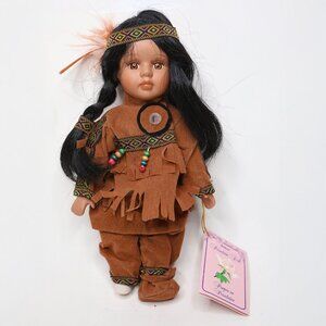 Sabre Collection 'Takoda' Porcelain Native American Doll 9" Vintage COA Tag